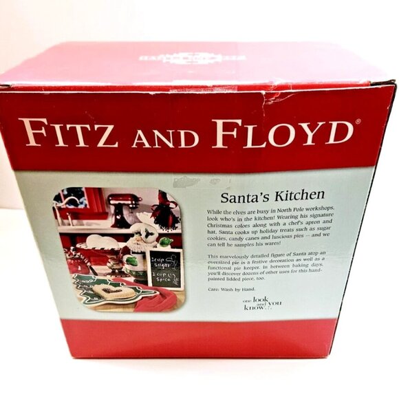 Fitz and Floyd Santa's Kitchen Pie Keeper Ceramic Christmas New In Original Box - Picture 12 of 16